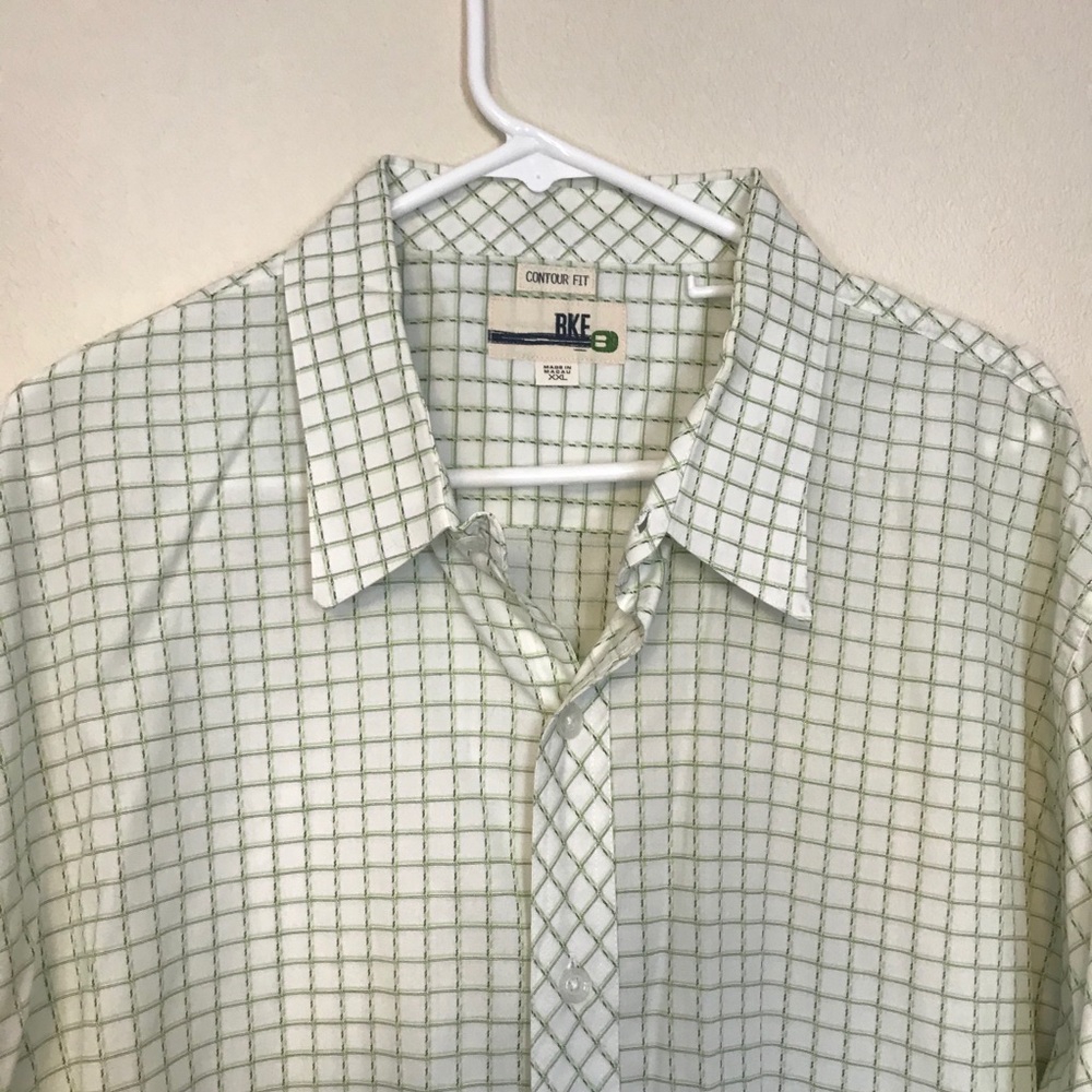 BKE Men’s XXL Contour Green and White Check